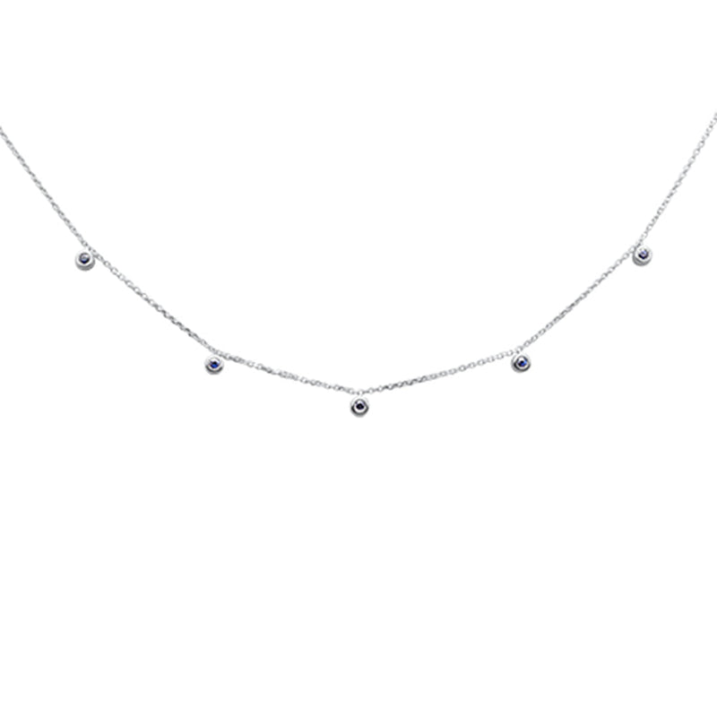 DIAMOND CLOSEOUT!  .16ct G SI 14K White Gold Diamond & Blue Sapphire Pendant Necklace
