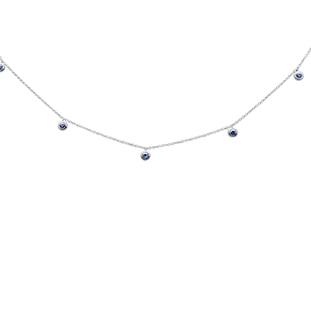 GEMSTONE CLOSEOUT!  .36ct G SI 14K White Gold Blue Sapphire Pendant Necklace