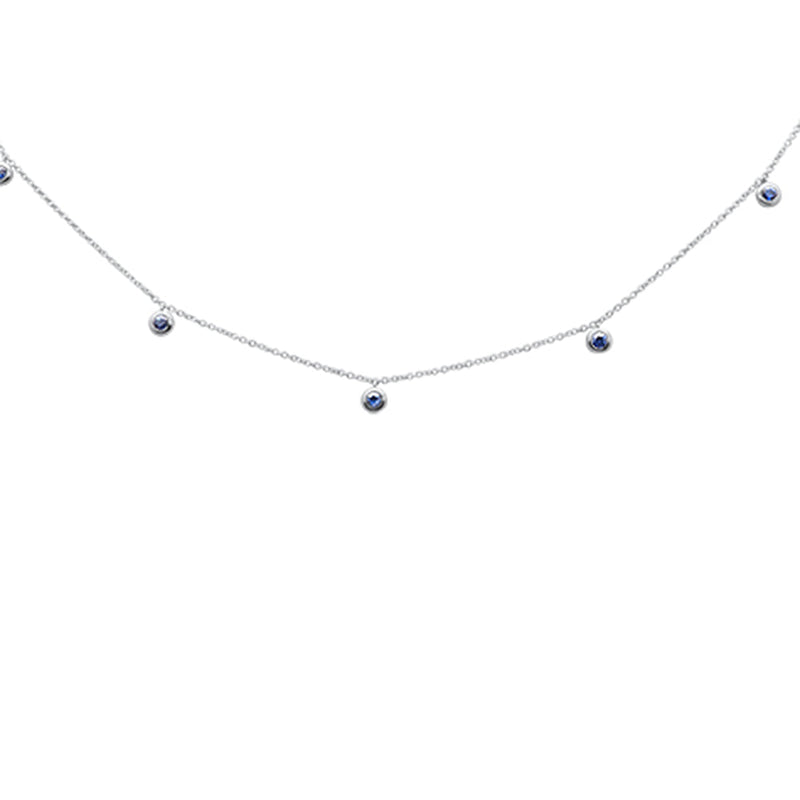 GEMSTONE CLOSEOUT!  .36ct G SI 14K White Gold Blue Sapphire Pendant Necklace