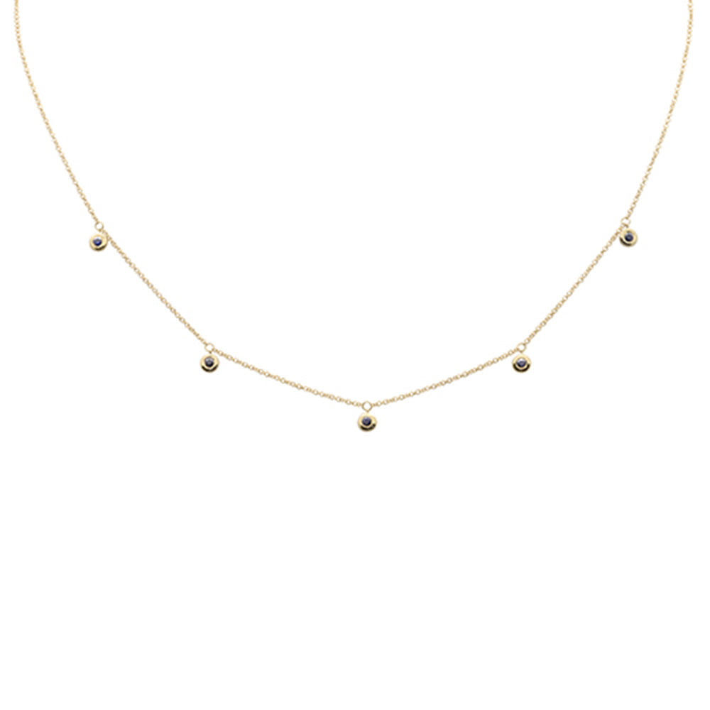 DIAMOND CLOSEOUT!  .33ct G SI 14K Yellow Gold Blue Sapphire Gemstone Dangling Pendant Necklace 18" Long