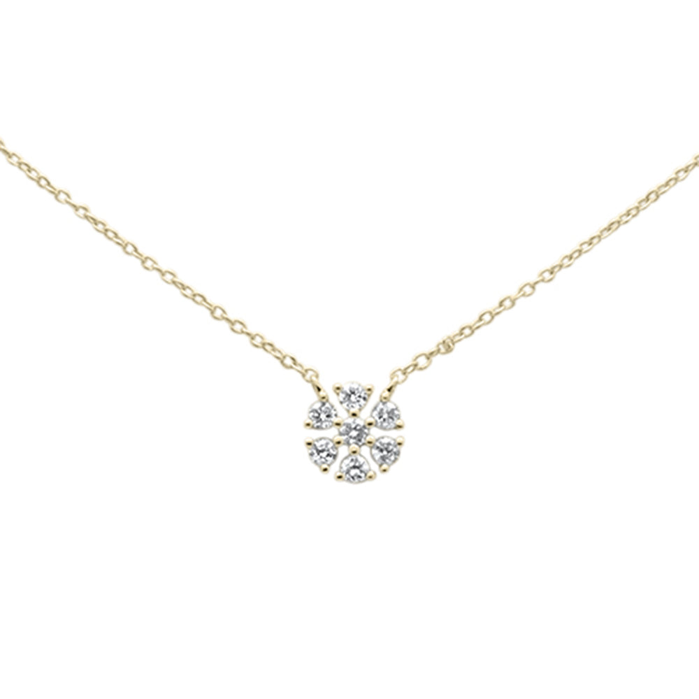 DIAMOND CLOSEOUT! .22ct G SI 14K Yellow Gold Diamond Snowflake Flower Pendant Necklace 16-18"