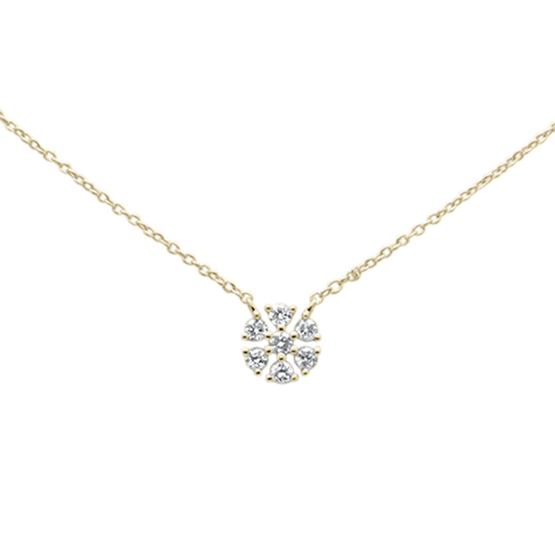DIAMOND CLOSEOUT! .22ct G SI 14K Yellow Gold Diamond Snowflake Flower Pendant Necklace 16-18"