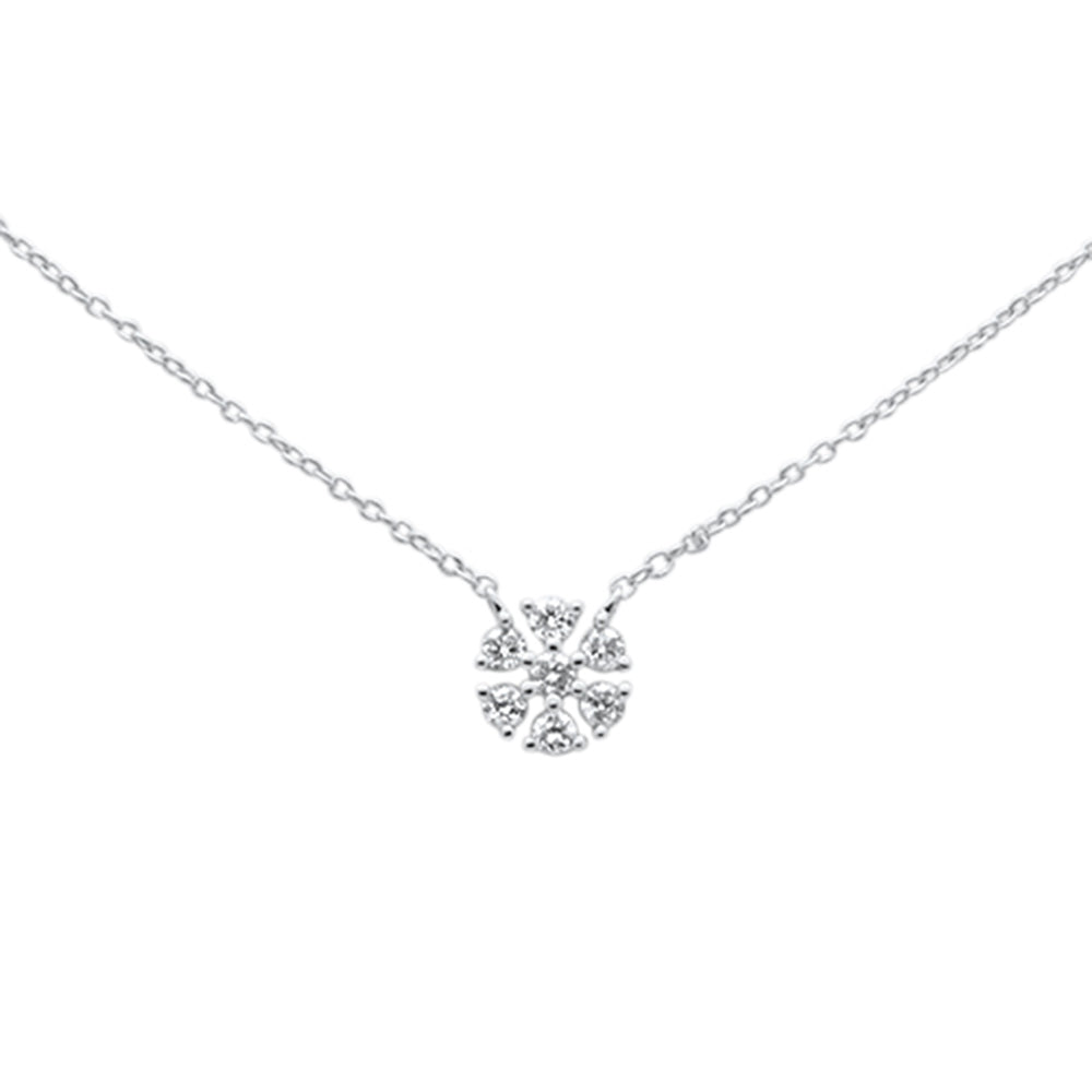 DIAMOND CLOSEOUT! .21ct G SI 14K White Gold Diamond Snowflake Flower Pendant Necklace 16-18"