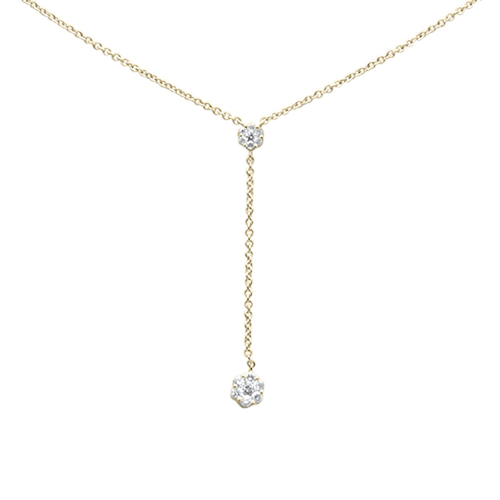 DIAMOND CLOSEOUT!  .15ct G SI 14K Yellow Gold Diamond Lariat Drop Pendant Necklace 16-18"