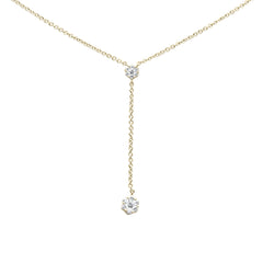 DIAMOND CLOSEOUT!  .15ct G SI 14K Yellow Gold Diamond Lariat Drop Pendant Necklace 16-18"