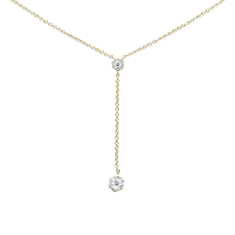 DIAMOND CLOSEOUT!  .15ct G SI 14K Yellow Gold Diamond Lariat Drop Pendant Necklace 16-18"
