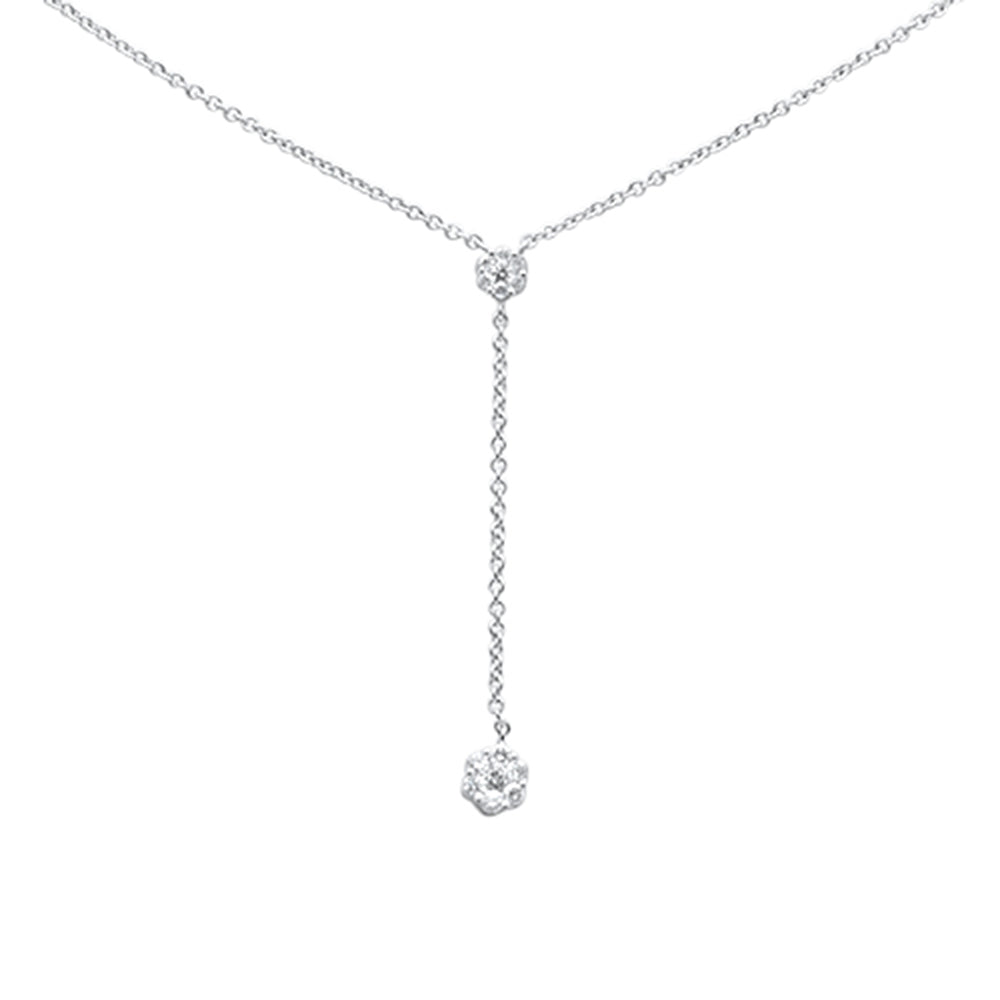 DIAMOND CLOSEOUT!  .15ct G SI 14K White Gold Diamond Drop Lariat Pendant Necklace 16-18"