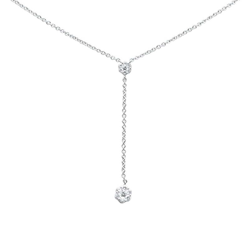 DIAMOND CLOSEOUT!  .15ct G SI 14K White Gold Diamond Drop Lariat Pendant Necklace 16-18"