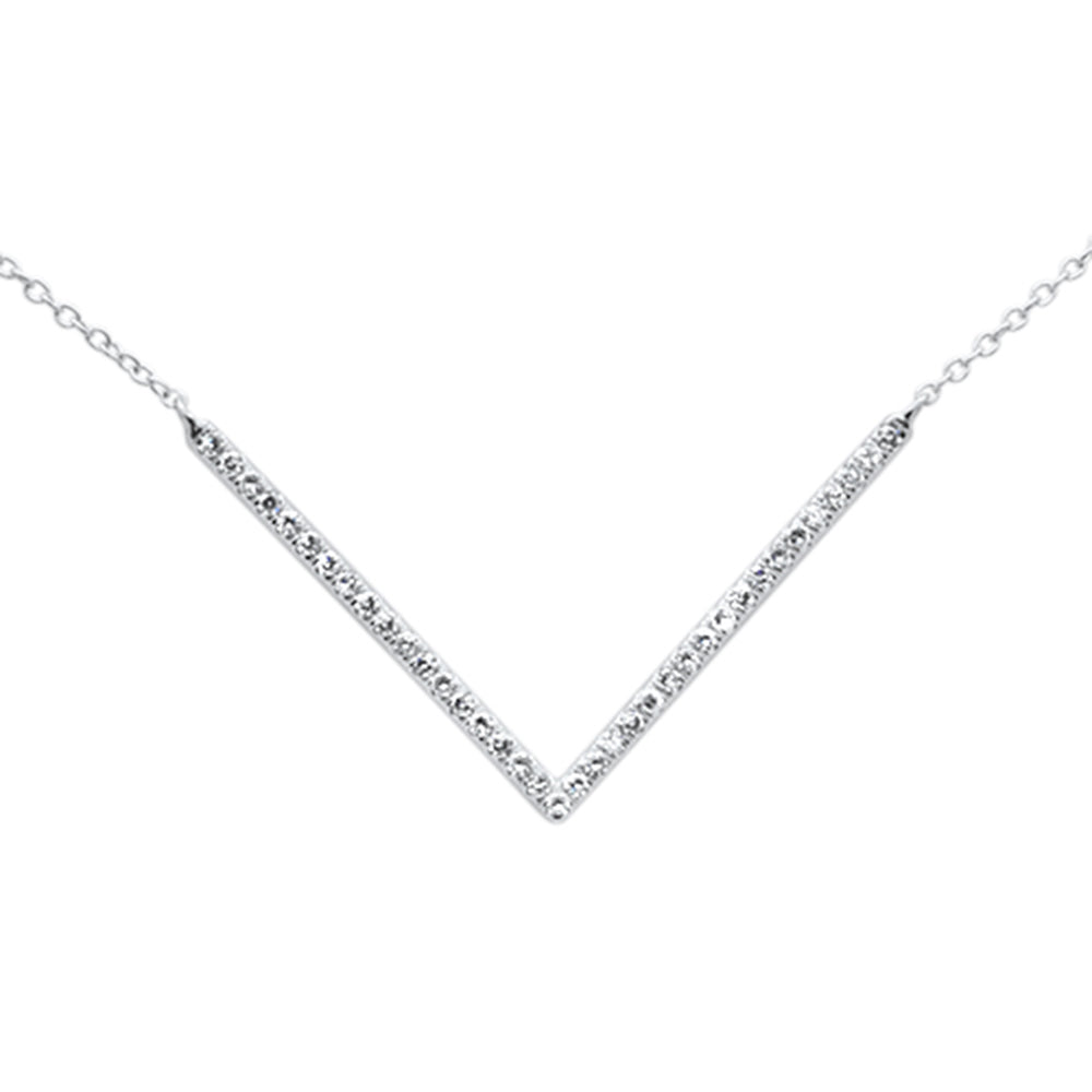 DIAMOND CLOSEOUT! .23ct G SI 14K White Gold Diamond WIDE V shaped Style Pendant Necklace 18"