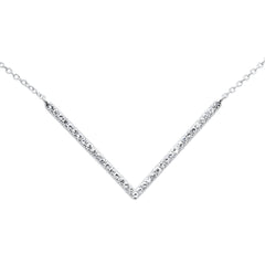 DIAMOND CLOSEOUT! .23ct G SI 14K White Gold Diamond WIDE V shaped Style Pendant Necklace 18"