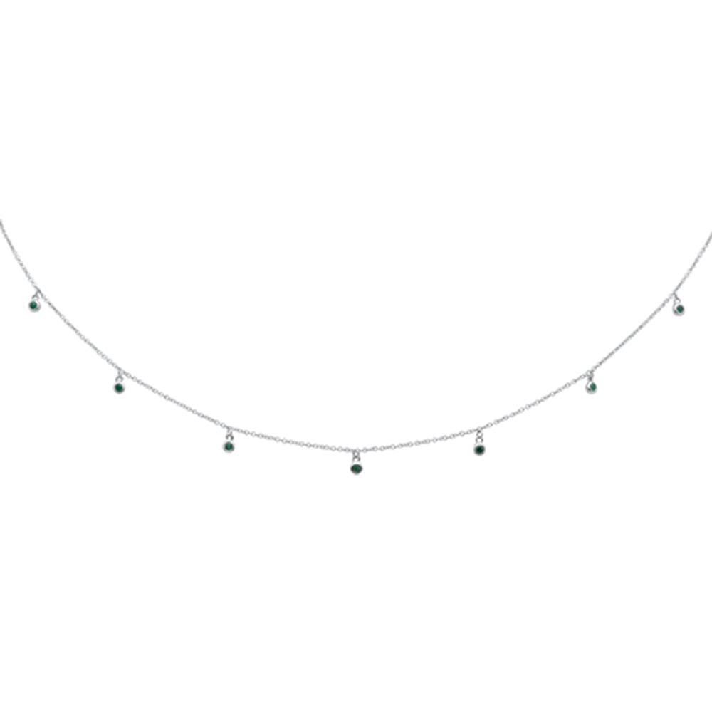 SPECIAL!.25cts G SI 14K White Gold Emerald Gemstone By the Yard Pendant Necklace 18"