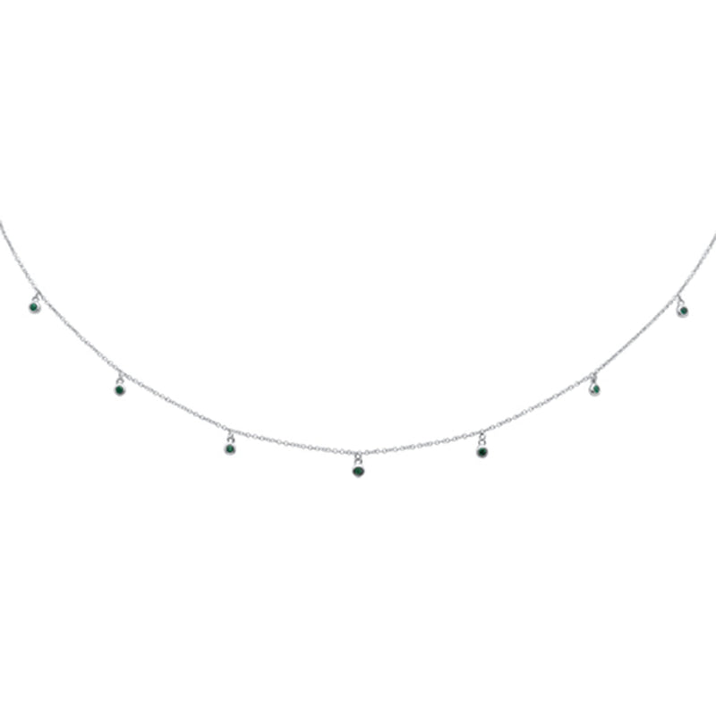 SPECIAL!.25cts G SI 14K White Gold Emerald Gemstone By the Yard Pendant Necklace 18"