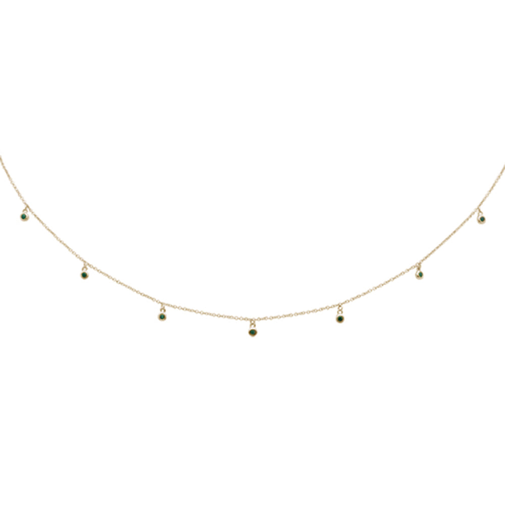 SPECIAL!.24cts G SI 14K Yellow Gold Emerald Gemstone By the Yard Pendant Necklace 18"