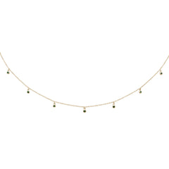 SPECIAL!.24cts G SI 14K Yellow Gold Emerald Gemstone By the Yard Pendant Necklace 18"