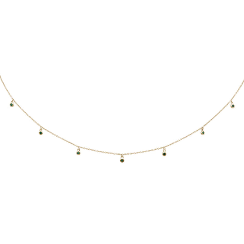 SPECIAL!.24cts G SI 14K Yellow Gold Emerald Gemstone By the Yard Pendant Necklace 18"