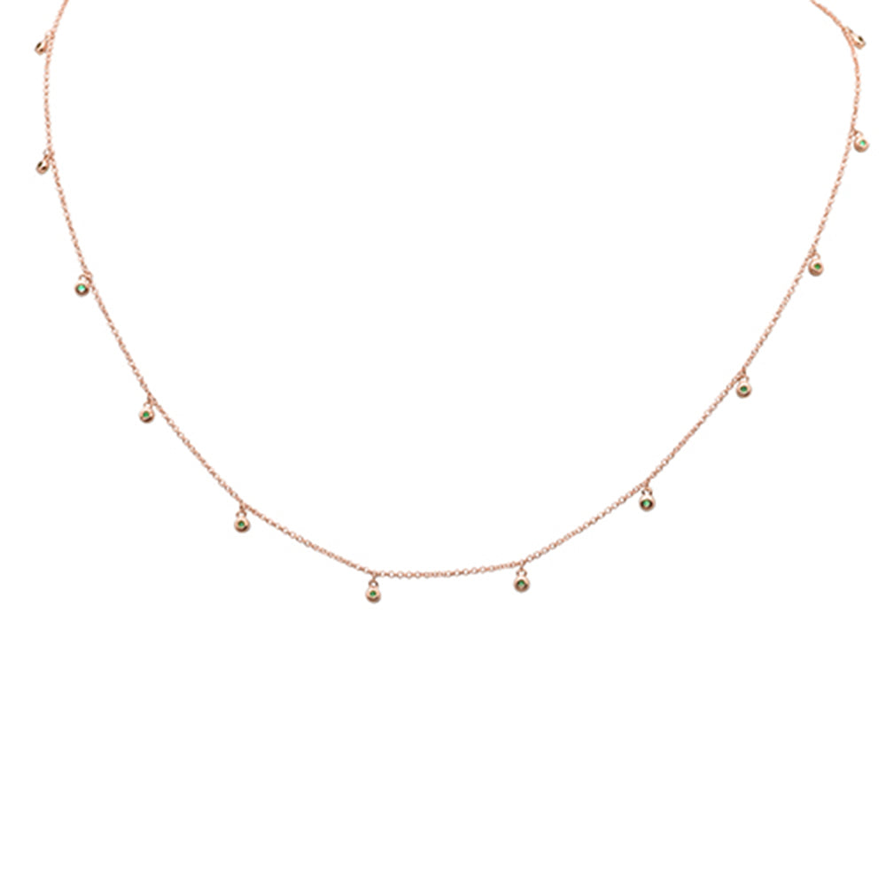 SPECIAL!.25ct G SI 14K Rose Gold Emerald Gemstones Pendant Necklace 18" Long
