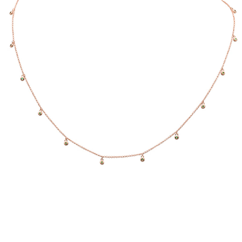 SPECIAL!.25ct G SI 14K Rose Gold Emerald Gemstones Pendant Necklace 18" Long