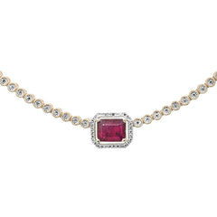 SPECIAL! 4.61ct G SI 14K Yellow Gold Diamond & Ruby Gemstone Tennis Necklace 16+2"EXT Long
