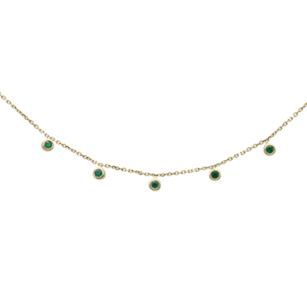 DIAMOND CLOSEOUT!  .14cts G SI 14K Yellow Gold Emerald Gemstone By the Yard Pendant Necklace 18" Chain