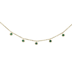 DIAMOND CLOSEOUT!  .14cts G SI 14K Yellow Gold Emerald Gemstone By the Yard Pendant Necklace 18" Chain