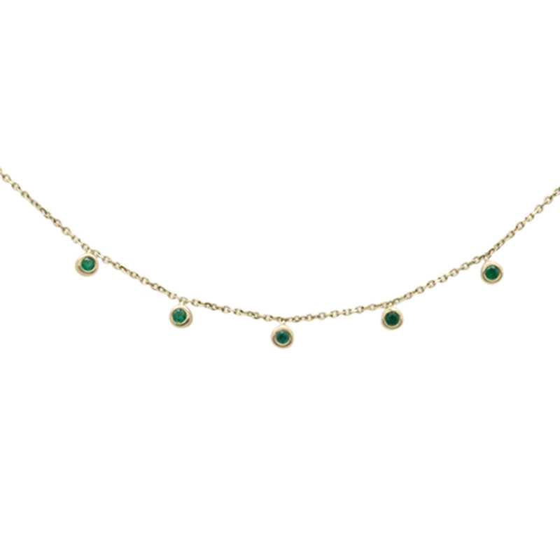 DIAMOND CLOSEOUT!  .14cts G SI 14K Yellow Gold Emerald Gemstone By the Yard Pendant Necklace 18" Chain