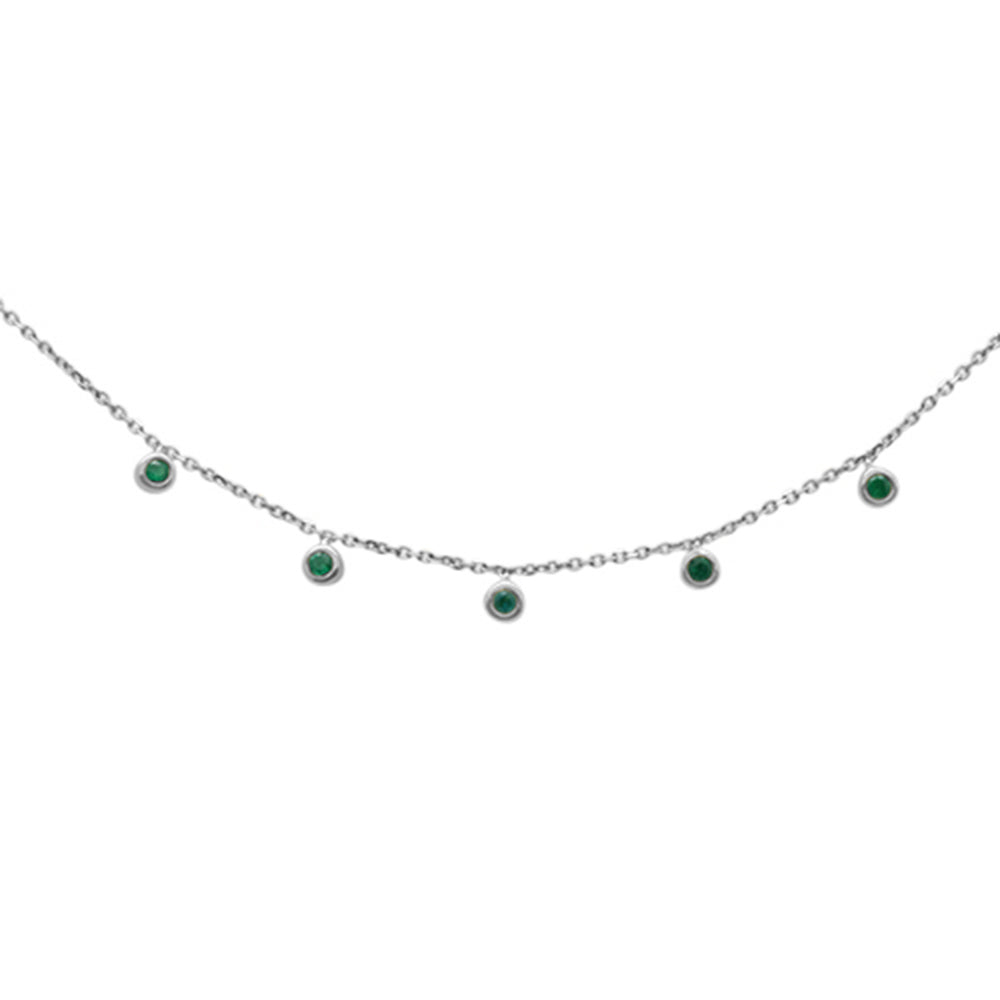 DIAMOND CLOSEOUT!  .13cts G SI 14K White Gold Emerald Gemstone By the Yard Pendant Necklace 18" Chain