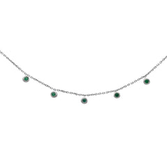 DIAMOND CLOSEOUT!  .13cts G SI 14K White Gold Emerald Gemstone By the Yard Pendant Necklace 18" Chain