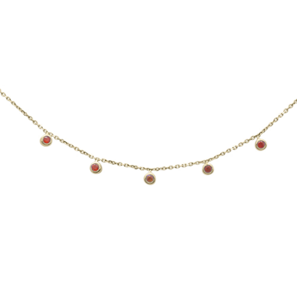 DIAMOND CLOSEOUT!  .15ct 14K Yellow Gold Natural Ruby Gemstone by the Yard Pendant Necklace 18"