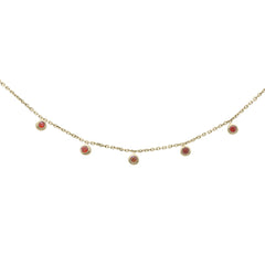 DIAMOND CLOSEOUT!  .15ct 14K Yellow Gold Natural Ruby Gemstone by the Yard Pendant Necklace 18"