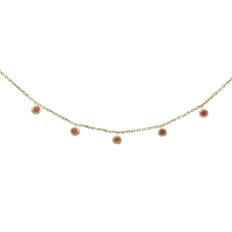 DIAMOND CLOSEOUT!  .15ct 14K Yellow Gold Natural Ruby Gemstone by the Yard Pendant Necklace 18"