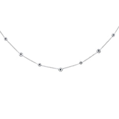 SPECIAL! .07cts G SI 14K White Gold Blue Sapphire Gemstone By the Yard Pendant Necklace 18" Chain