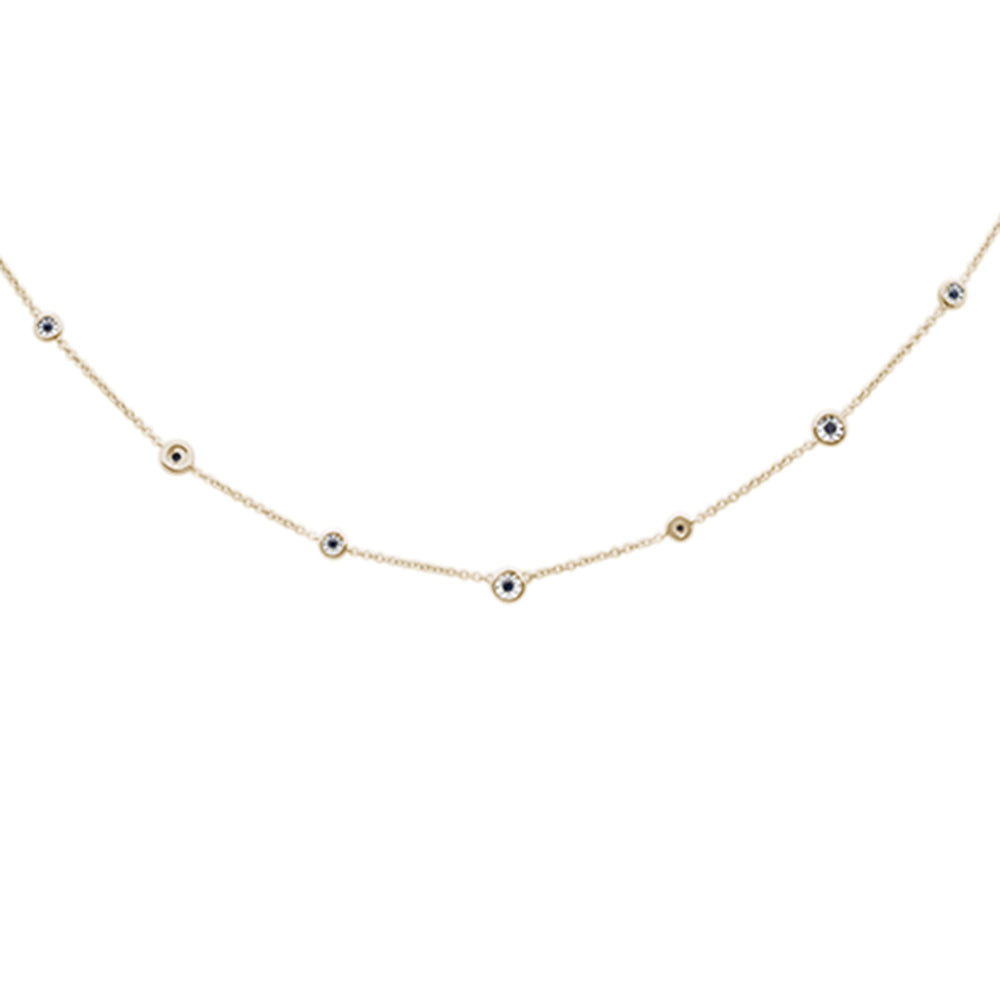 SPECIAL! .07cts G SI 14K Yellow Gold Blue Sapphire Gemstone By the Yard Pendant Necklace 18" Chain