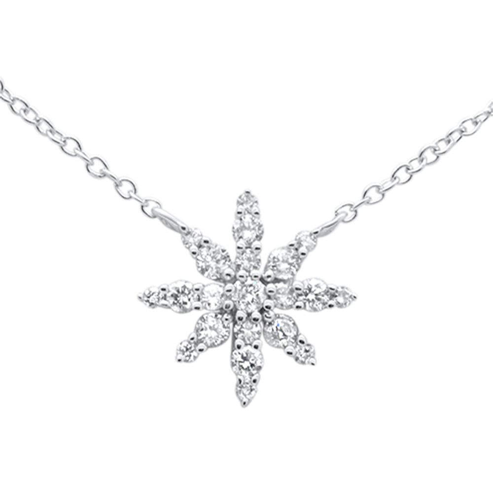 DIAMOND CLOSEOUT! .29ct G SI 14K White Gold Diamond Starburst Pendant Necklace 16-18"
