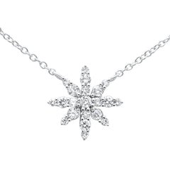DIAMOND CLOSEOUT! .29ct G SI 14K White Gold Diamond Starburst Pendant Necklace 16-18"