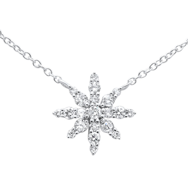 DIAMOND CLOSEOUT! .29ct G SI 14K White Gold Diamond Starburst Pendant Necklace 16-18"