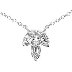 DIAMOND CLOSEOUT! .21ct G SI 14K White Gold Round & Baguette Diamond Pendant Necklace 16-18"