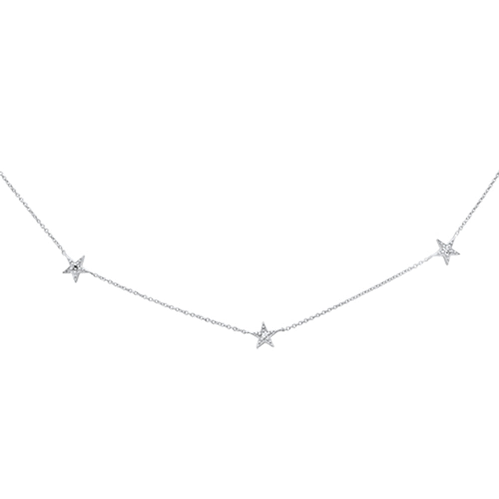 DIAMOND CLOSEOUT!  .20ct G SI 14K White Gold Diamond Star Shaped By the Yard Chain Pendant Necklace 16+2" Ext Chain