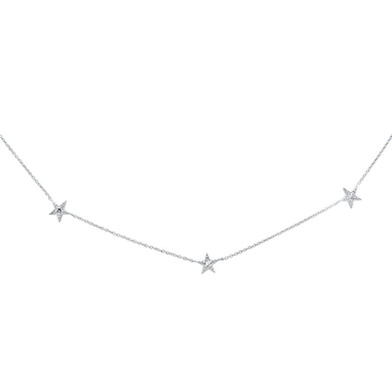 DIAMOND CLOSEOUT!  .20ct G SI 14K White Gold Diamond Star Shaped By the Yard Chain Pendant Necklace 16+2" Ext Chain