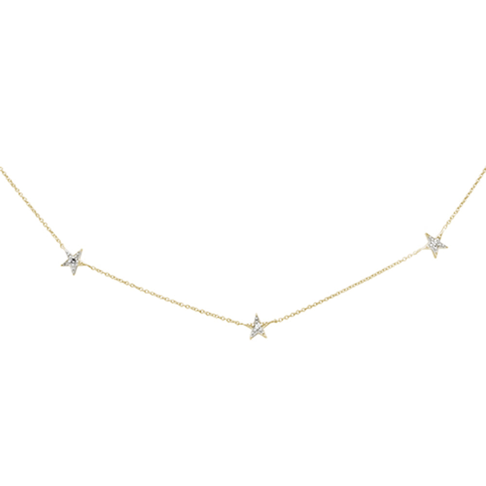 DIAMOND CLOSEOUT!  .21ct G SI 14K Yellow Gold Diamond Star Shaped By the Yard Chain Pendant Necklace 18"