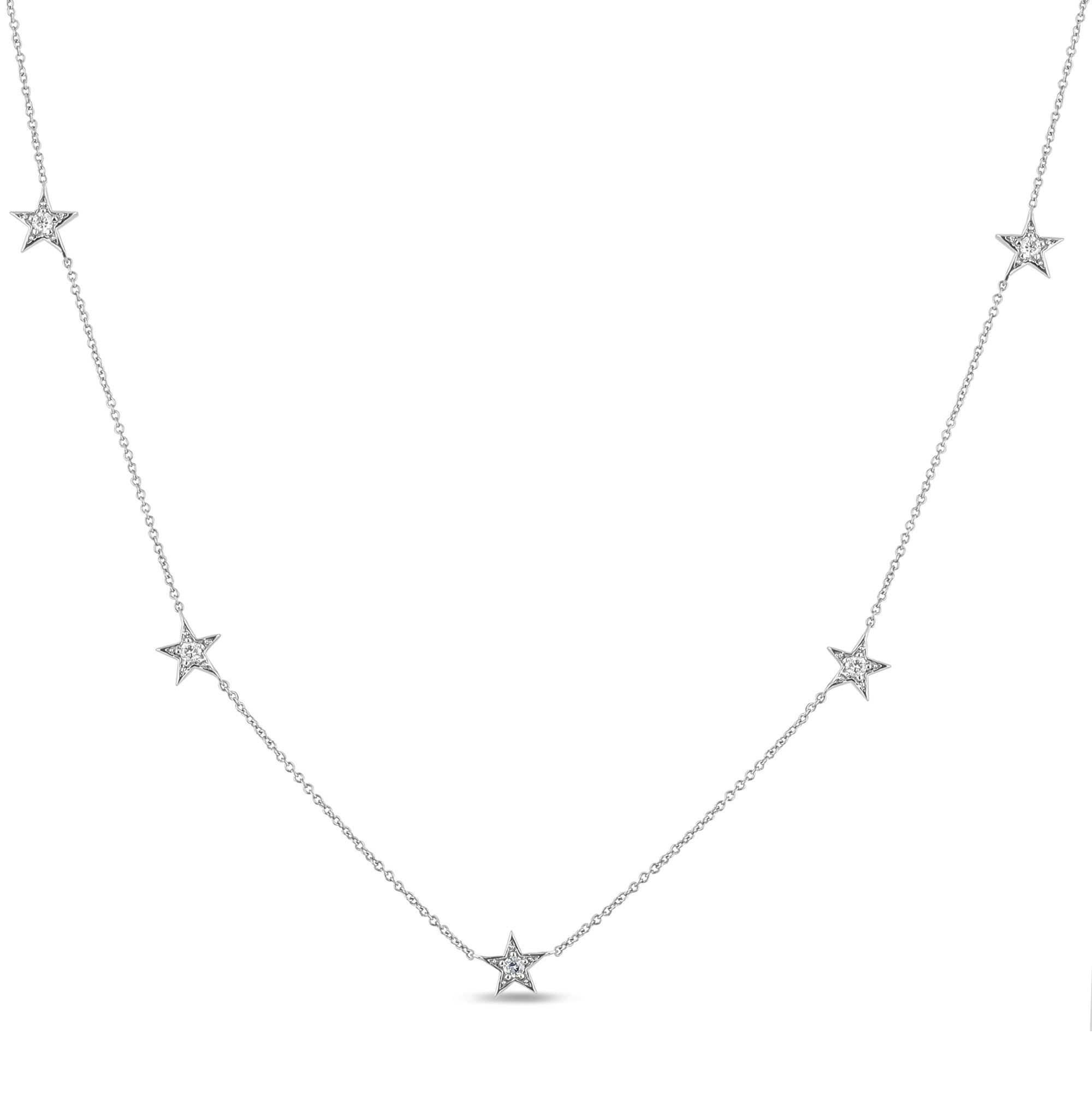 DIAMOND CLOSEOUT!  .20ct G SI 14K White Gold Diamond Star Shaped By the Yard Chain Pendant Necklace 16+2" Ext Chain