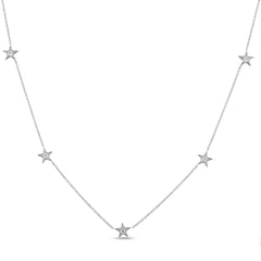 DIAMOND CLOSEOUT!  .20ct G SI 14K White Gold Diamond Star Shaped By the Yard Chain Pendant Necklace 16+2" Ext Chain