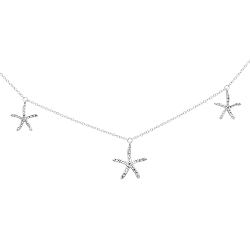 DIAMOND CLOSEOUT! .29ct G SI 14K White Gold Diamond Starfish Dangling Pendant Necklace 16-18"