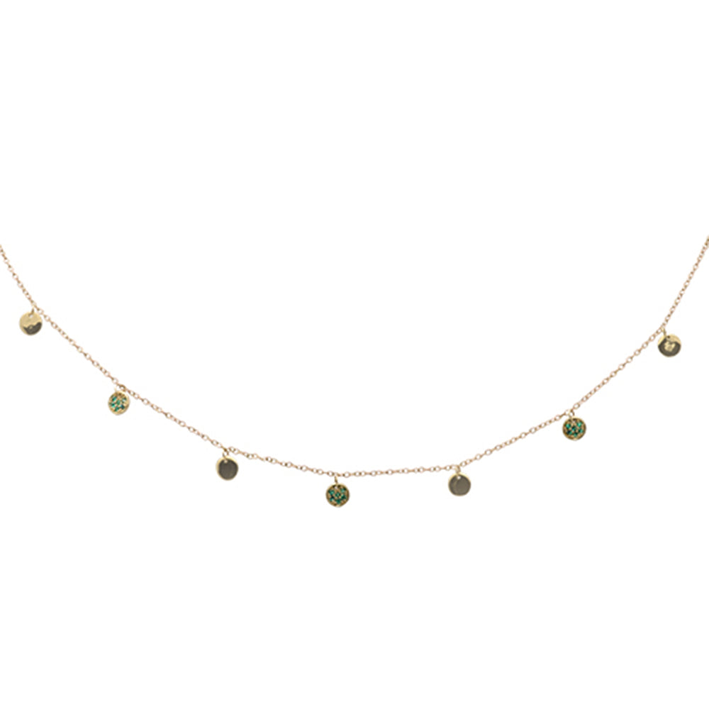 SPECIAL! .23cts G SI 14K Yellow Gold Emerald Gemstone Dangling Pendant Necklace 18" Long