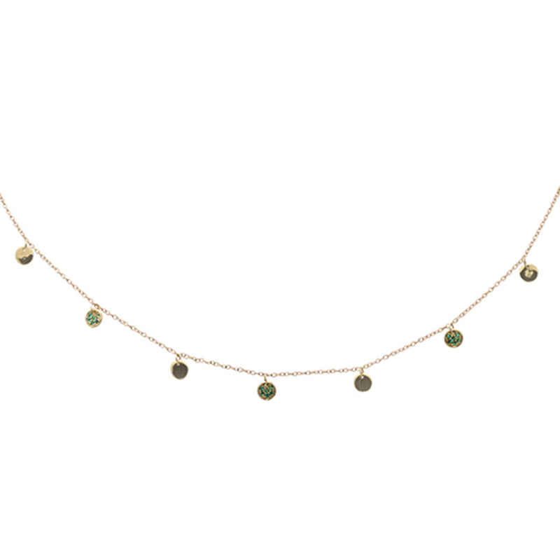 SPECIAL! .23cts G SI 14K Yellow Gold Emerald Gemstone Dangling Pendant Necklace 18" Long