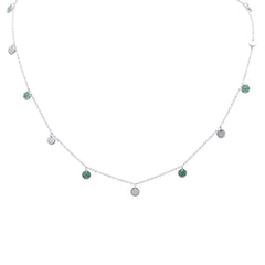 SPECIAL!.22ct G SI 14K White Gold Emerald Gemstones Pendant Necklace 18" Long