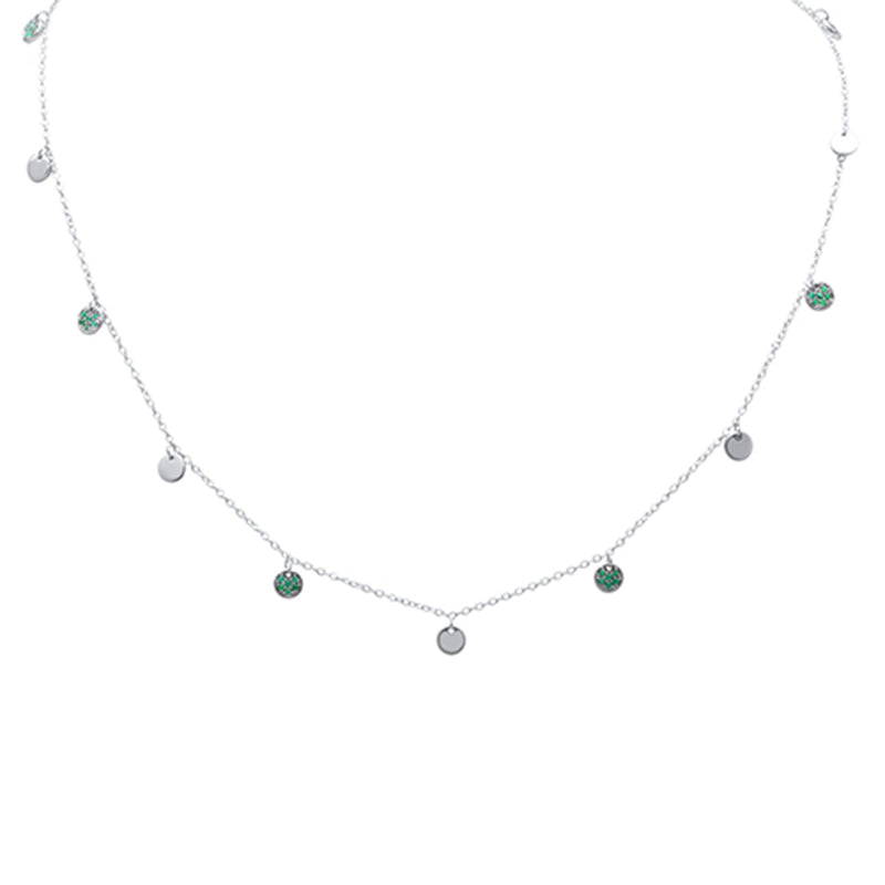 SPECIAL!.22ct G SI 14K White Gold Emerald Gemstones Pendant Necklace 18" Long