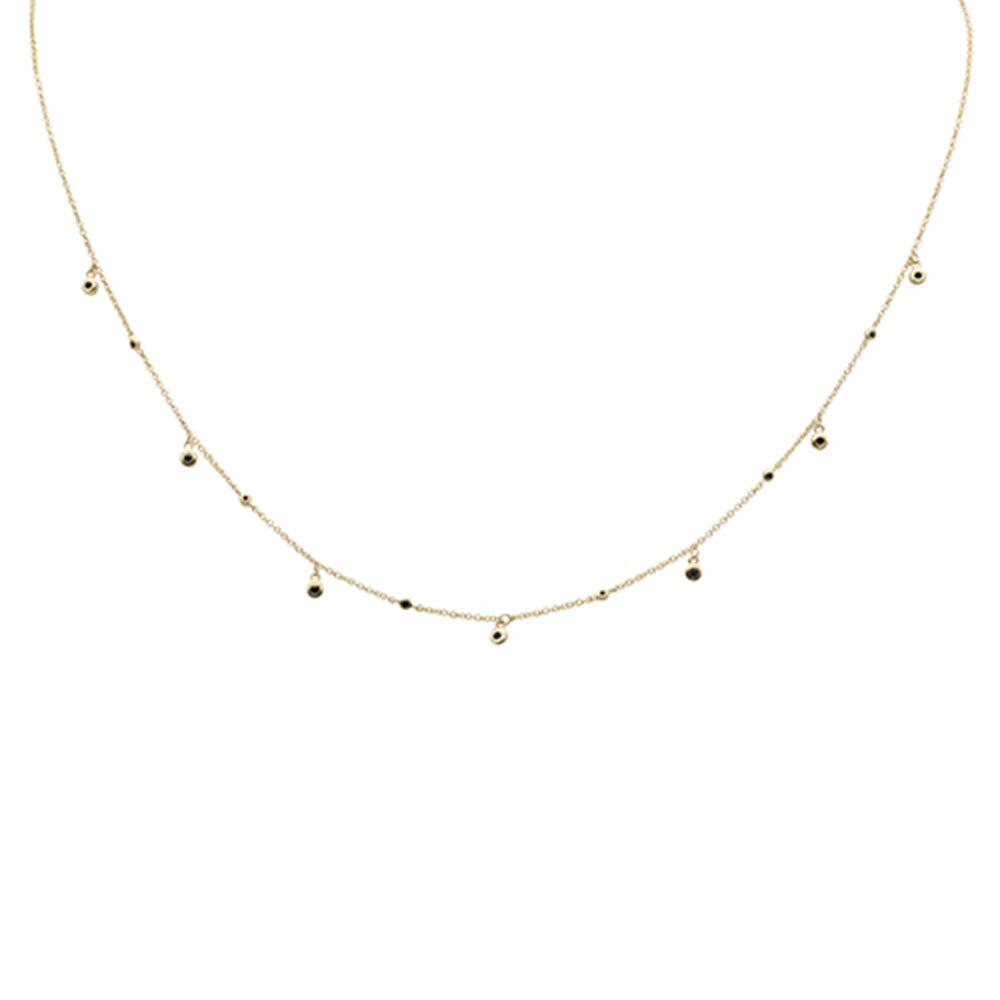 SPECIAL! .17ct G SI 14K Yellow Gold Blue Sapphire Gemstone Dangling Pendant Necklace 18" Long