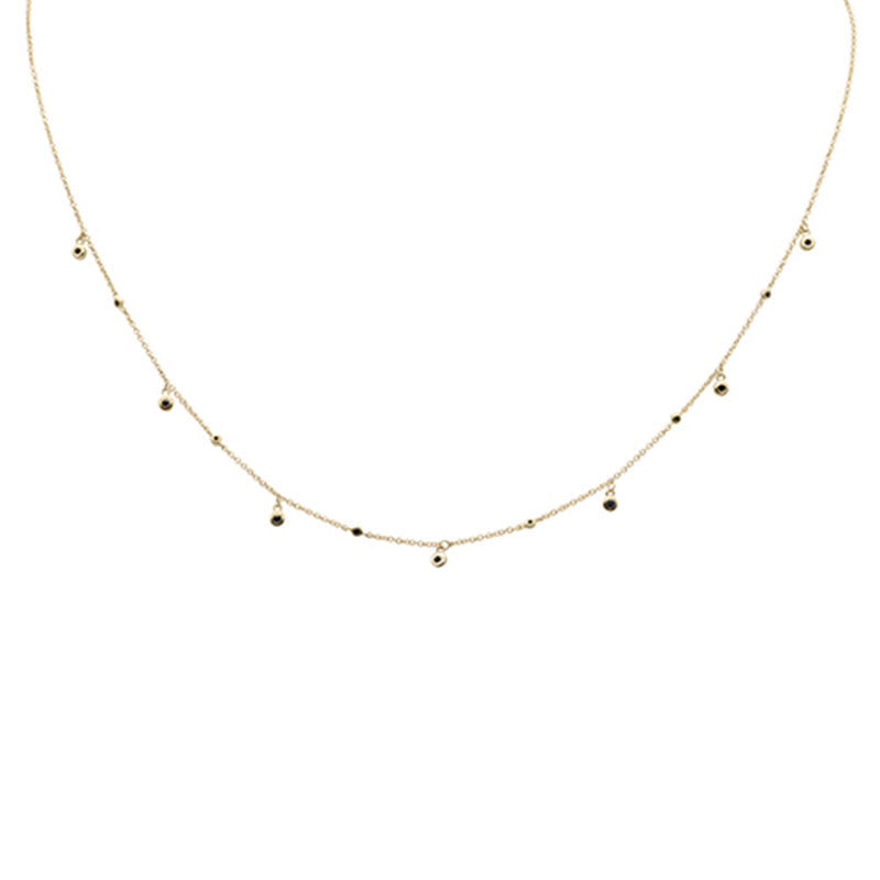 SPECIAL! .17ct G SI 14K Yellow Gold Blue Sapphire Gemstone Dangling Pendant Necklace 18" Long
