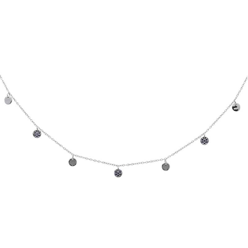 SPECIAL! .28ct G SI 14K White Gold Blue Sapphire Gemstone Dangling Pendant Necklace 18"