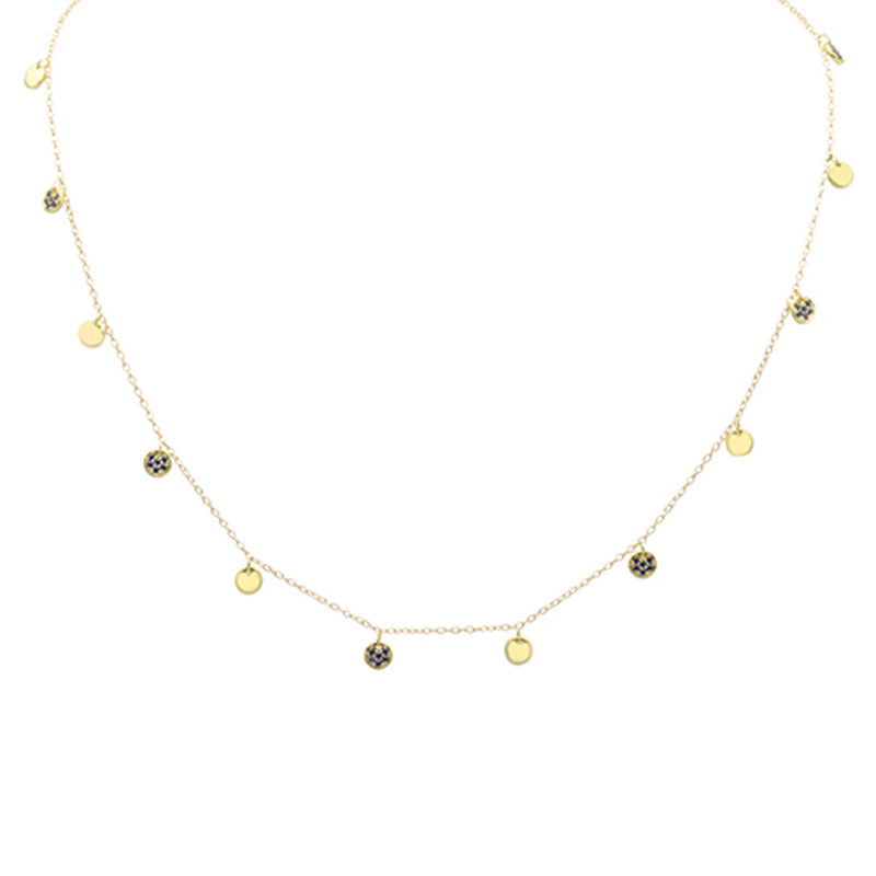 SPECIAL! .27ct G SI 14K Yellow Gold Blue Sapphire Gemstone Dangling Pendant Necklace 16" +2" EXT